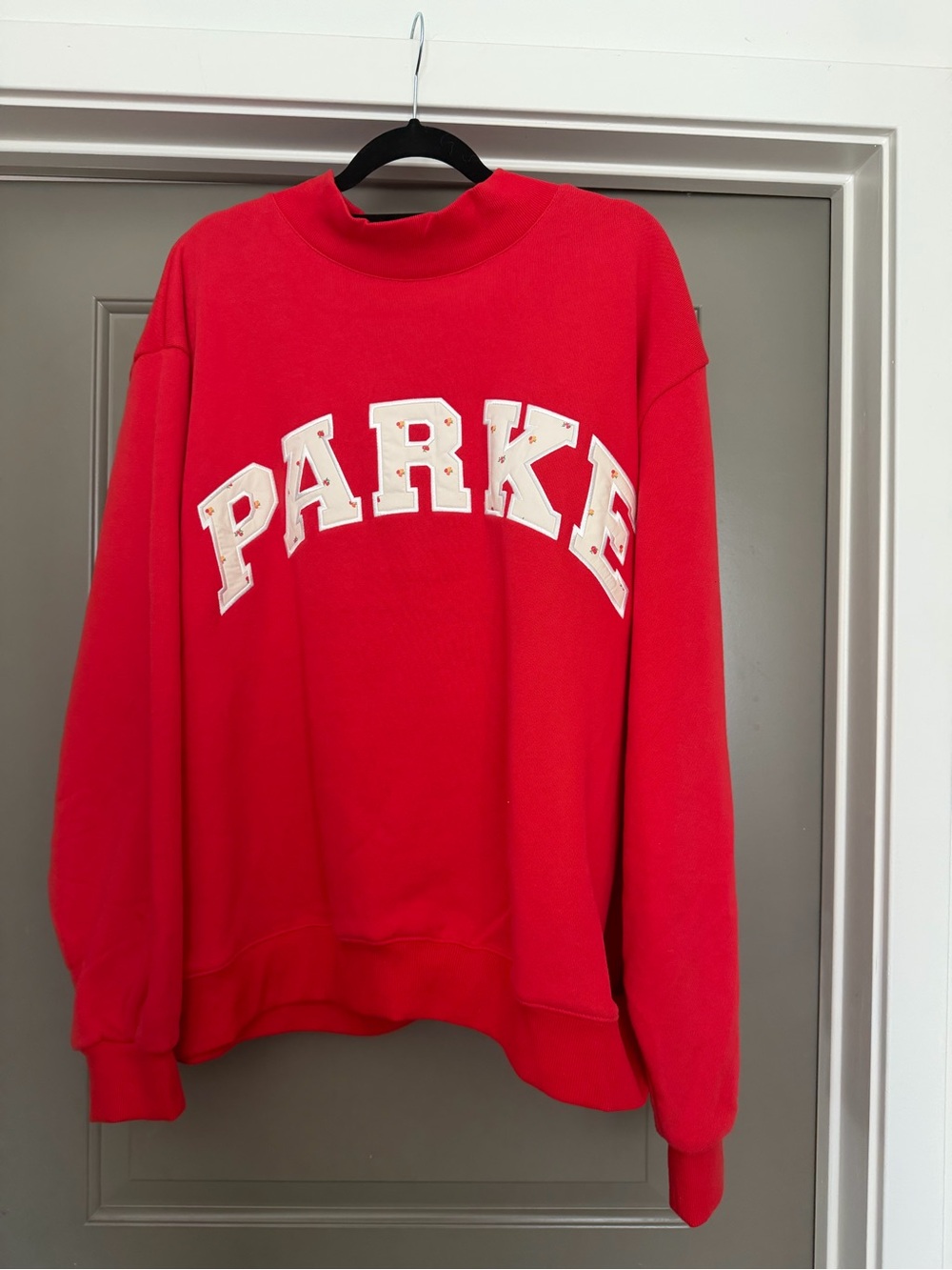 Parker Bright Red Crewneck Sweatshirt with White Logo